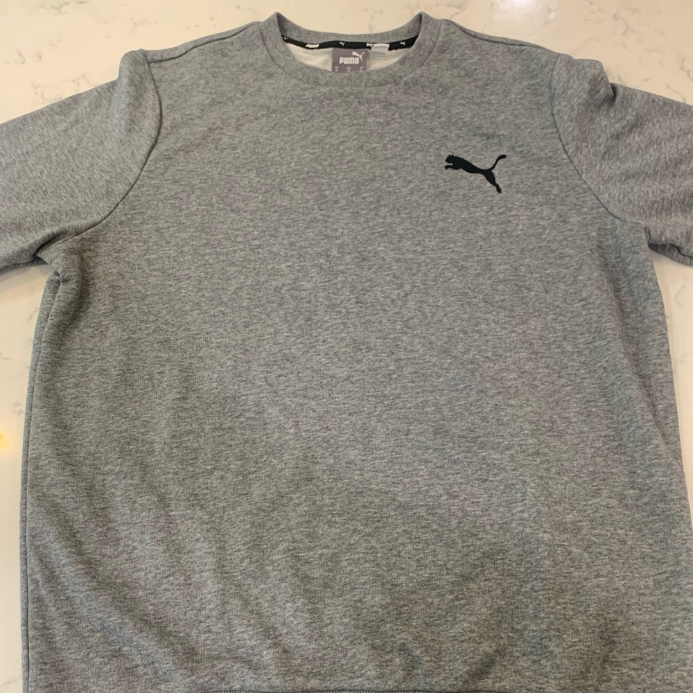 Puma Grey Pullover Crewneck Sweatshirt - Size M - Excellent Condition